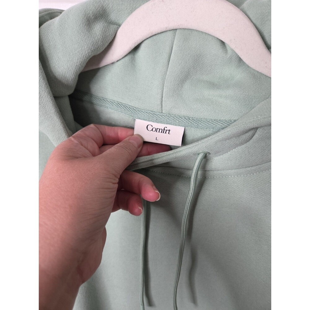 Comfrt Airplane Mode Travel Hoodie Aloe Mint Green L Sleep Mask Pockets NEW - Picture 5 of 9